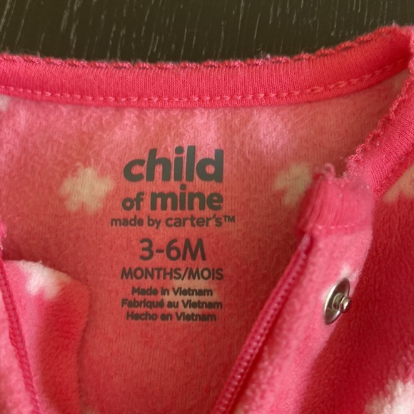 Child of Mine 2-Way Zip Little Sister Fleece Footie 3-6 Months - Picture 5 of 6